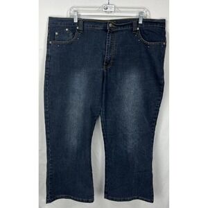 EUC Old Skool Urban Wear Women's Dark Wash Rhinestone Capri Jeans Denim Size 20